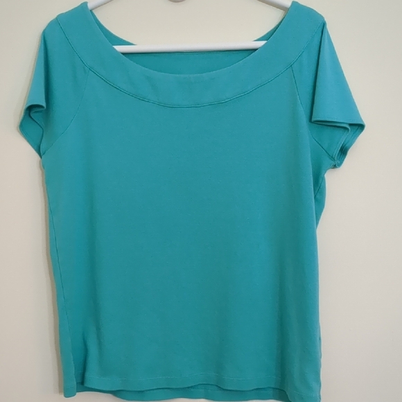 Rafaella Tops - Rafaella Turquoise Women's Short Sleeve Top Cotton Size XL